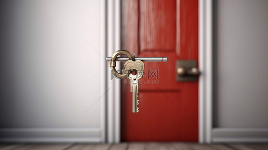 梦想成功背景图片_解锁您的梦想之家 3D 插图，在门户开放的房地产市场中转动钥匙 充足的复制空间
