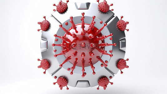 屏蔽病毒和细菌，白色背景下抗病毒检疫概念的 3D 渲染