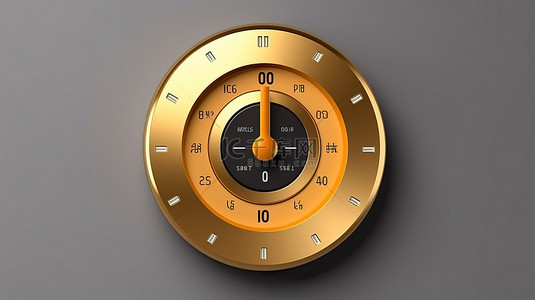 圆形金色按钮背景图片_圆形金色挂钟图标 3d 以现代别致的风格呈现