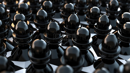 人群体质背景图片_人群中雄伟的三维黑色棋子阵列