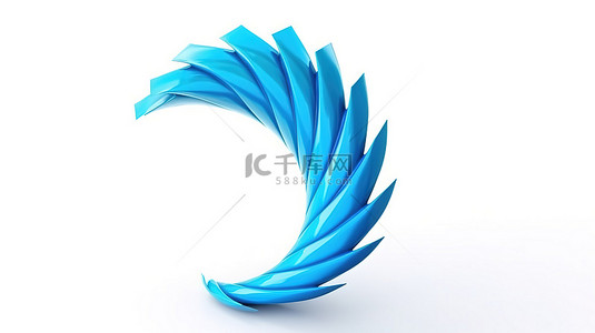 螺旋形箭头背景图片_使用白色背景上的 3D 渲染蓝色螺旋箭头提升成功