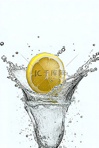 柠檬水滴背景图片_柠檬在水中溅入水中