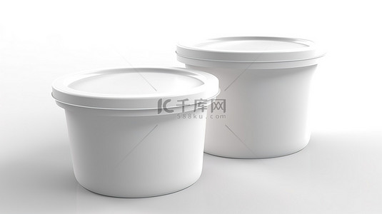 3D 渲染中白色背景上显示的酸奶冰淇淋或甜点的空包装盒
