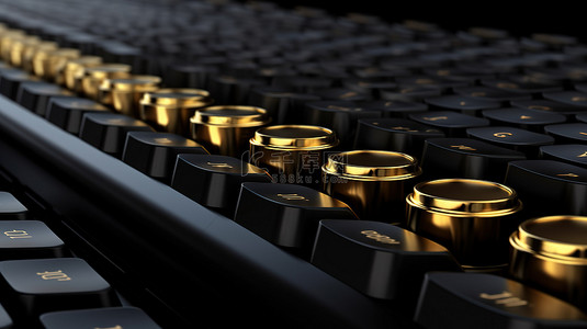 3D渲染的黑桶和金币描绘了在线商品交易的概念