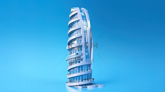 蓝色背景 3d 渲染下的时尚现代高层建筑