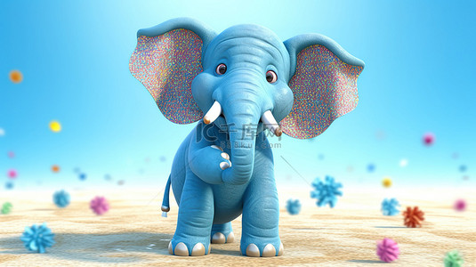 真人老师背景图片_活泼的大象 3D 艺术品