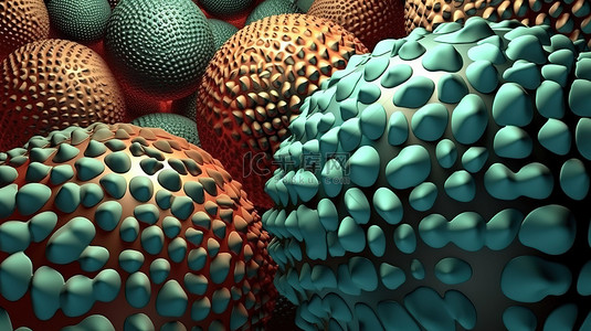 有机球体抽象插图中的逼真 3D 背景
