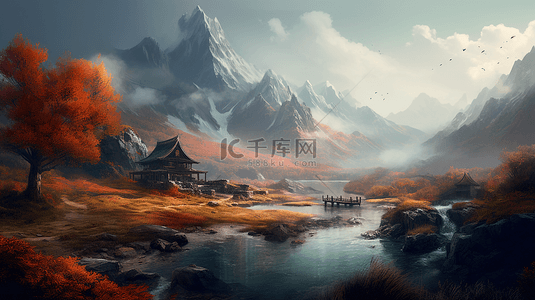 内蒙草原背景图片_梦幻秋天自然风景