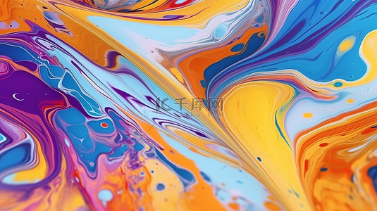 3d彩色纹理背景图片_大理石液体涂料的抽象 3D 插图