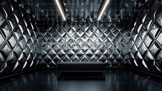 豪华 3D 渲染室内精致的钻石镜面设计