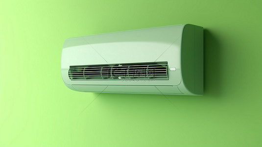 绿色背景下房间空调的 3d 渲染