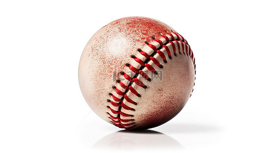 打棒球的狼背景图片_白色孤立棒球的 3d 插图