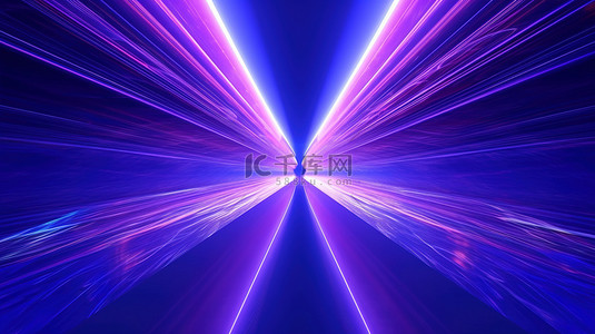 间断背景图片_不间断地飞过激光霓虹灯走廊，带有紫外线照明蓝紫色光谱和 3D 渲染