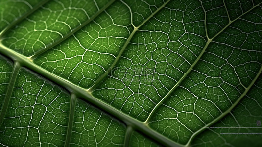 绿色植物特写背景图片_令人惊叹的详细绿叶的特写 3D 渲染