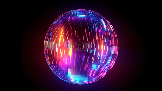 发光霓虹灯抽象球体屏幕保护程序的 3D 渲染