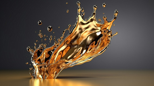 华丽的液体黄金注入视觉上令人惊叹的 3D 插图和图像