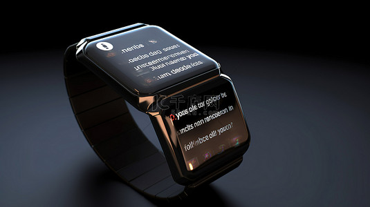 3D 智能手表显示屏上的新消息通知