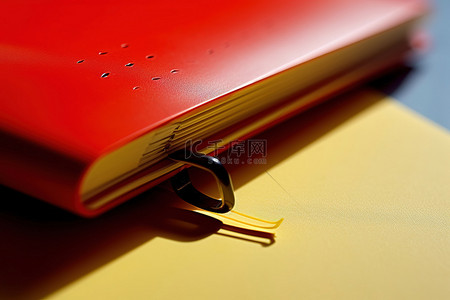 打开笔记本背景图片_打开笔记本上的红色订书钉
