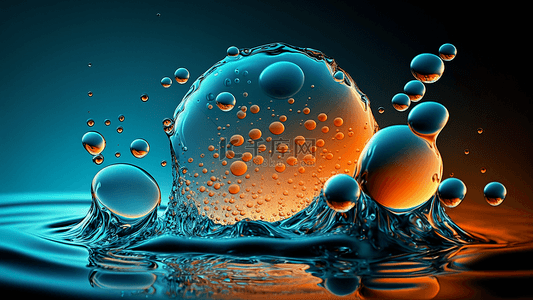 透明水泡背景图片_水泡蓝色漂亮的插画背景