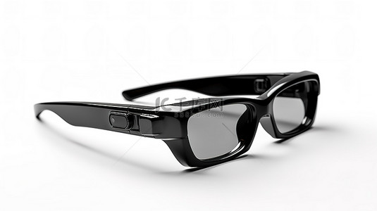 眼镜框logo背景图片_白色背景与孤立的黑色 3d 眼镜