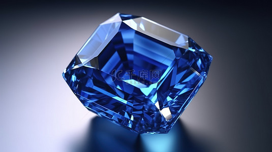 魅力蓝色背景图片_蓝色蓝宝石宝石的辐射 3D 渲染