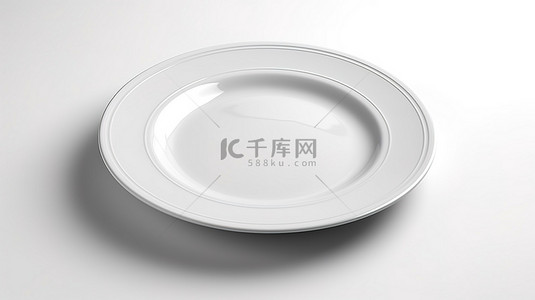 餐盘饭背景图片_在 3d 渲染中单独站在白色背景上的空白盘