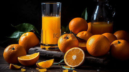 橙子黄色背景背景图片_水果橙子果汁背景