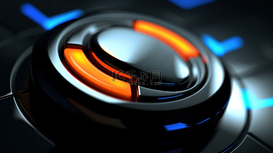 按钮蓝色背景图片_计算机上电源按钮的 3d 渲染
