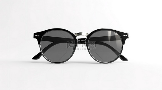 眼镜酷酷背景图片_白色背景上具有真实细节的黑色太阳镜的 3D 插图