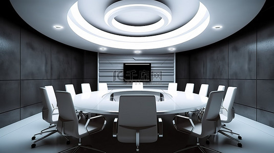 会议室管理背景图片_概念化的办公室会议室 3D 渲染插图