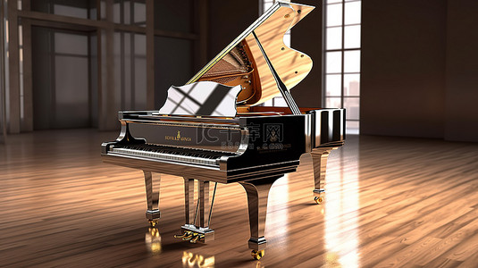 音符背景图片_令人印象深刻的三角钢琴 3D 展示