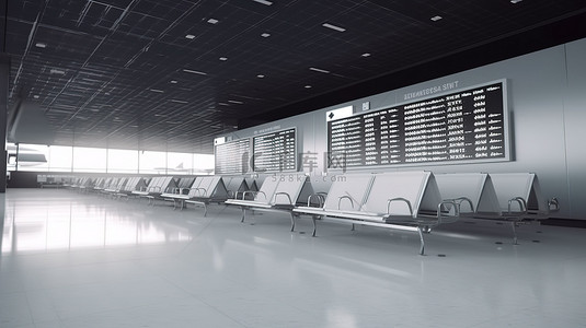 3d 渲染中出发机场航站楼商务舱标志牌的插图