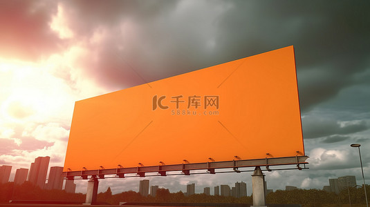 充满活力的 3D 广告牌海报，带有橙色广告