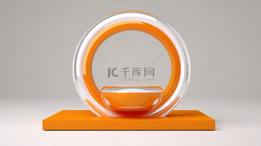 封装在橙色玻璃框架中的圆柱形白色物体的 3D 渲染