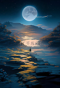 弯月卡通背景图片_月亮背景天空夜晚
