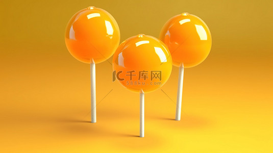 食趣背景图片_浓郁的橙色糖果对待简单的水果概念数字 3D 插图