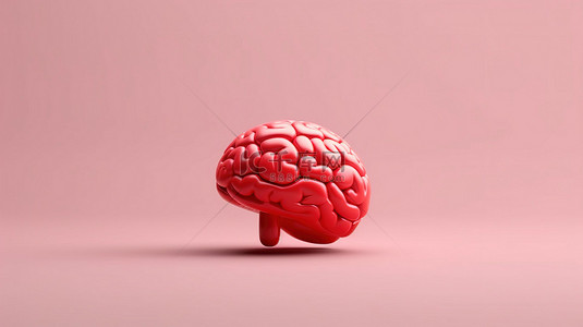 心理培训背景图片_充满激情的想法 3D 在最小的工作室背景下呈现红色大脑