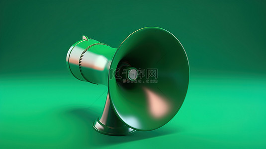 说话的小熊背景图片_充满活力的绿色背景上绿色扩音器的 3D 渲染