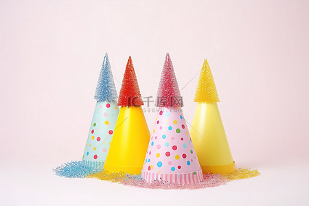 生日装饰品背景图片_生日帽子创意儿童派对装饰品