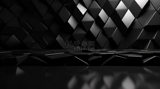 艺术封面背景图片_优雅的几何图案 3D 墙，带有华丽的黑色高低渐变