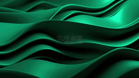 绿色色调的波浪 3d 背景