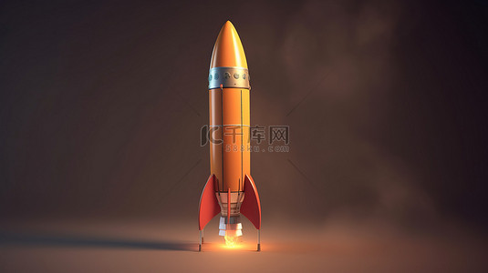 起飞背景图片_3d 渲染中的卡通火箭准备起飞