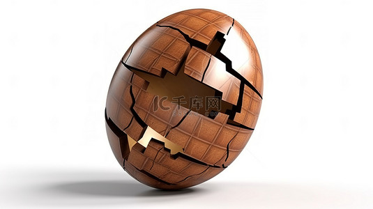 四月的四月背景图片_欢快的复活节主题空置裂纹巨大的木蛋在白色背景 3D 渲染