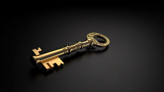 金钥匙背景图片_闪闪发光的金钥匙反对深色金属背景 3d 渲染