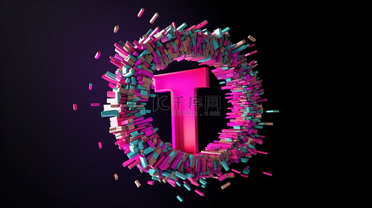 抖音直播背景图片_3d 渲染中的 tiktok 徽标，排版读数为 100 万