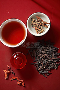 两碗茶背景图片_两碗茶和不同类型的中餐