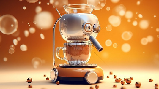 泡泡机背景图片_3d 渲染的咖啡机创造泡沫