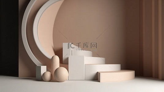 样机场景图背景图片_用于展示在线购物产品的几何讲台 3d 渲染图