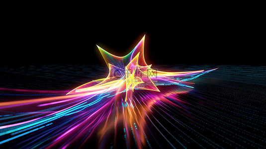放射光线光线背景图片_在 3D 渲染中模仿五彩发光的星轨