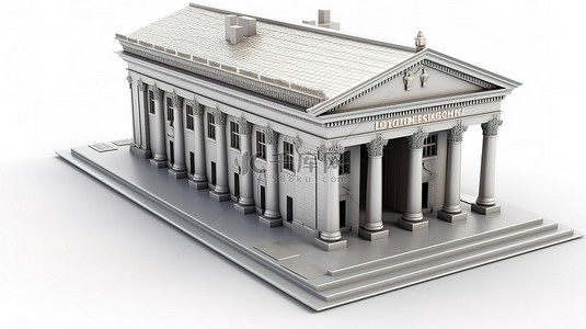 3D 渲染信用卡图像中包含剪切路径的银行大楼